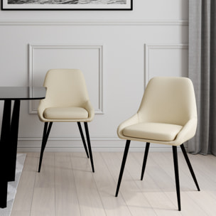 Chaises Ornella en tissu pieds métal - Beige
