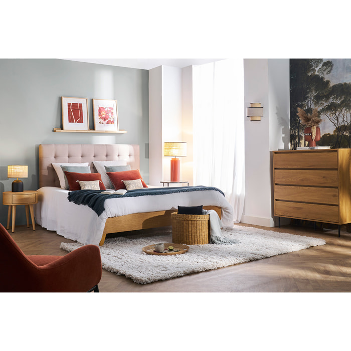 Commode finition bois clair chêne 4 tiroirs L100 cm ARAGON