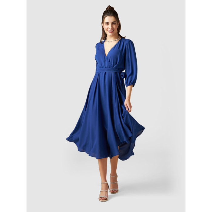 Oltre - Vestito midi in georgette - Blu