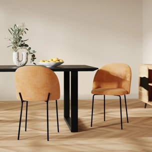 Lot de 2 chaises en tissu texturé jaune moutarde - Karl