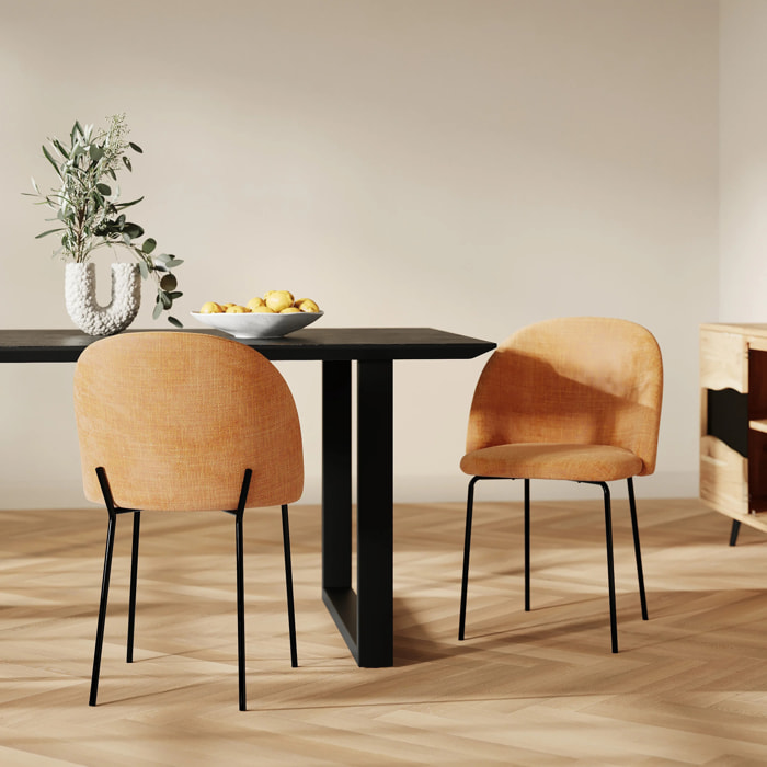 Lot de 2 chaises en tissu texturé jaune moutarde - Karl