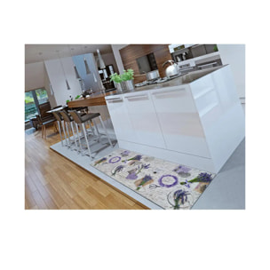SPRINTY Alfombra vinílica de cocina diseños de lavanda en violeta, varias medidas disponibles.
