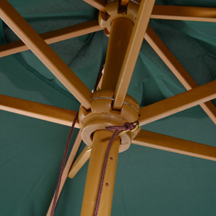 Sombrilla Parasol para Patio Mástil de Madera Î¦2,5m Verde