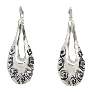 Pendiente ballestilla dormilona lágrima grabados en plata chapado