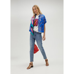 Camicia corta traforata guipure