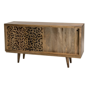 INDRA - Buffet bois Manguier 160x45cm 2 portes coulissantes 1 étagère Jaipur