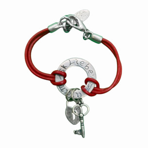 Pulsera Love Idiomas plata y rojo