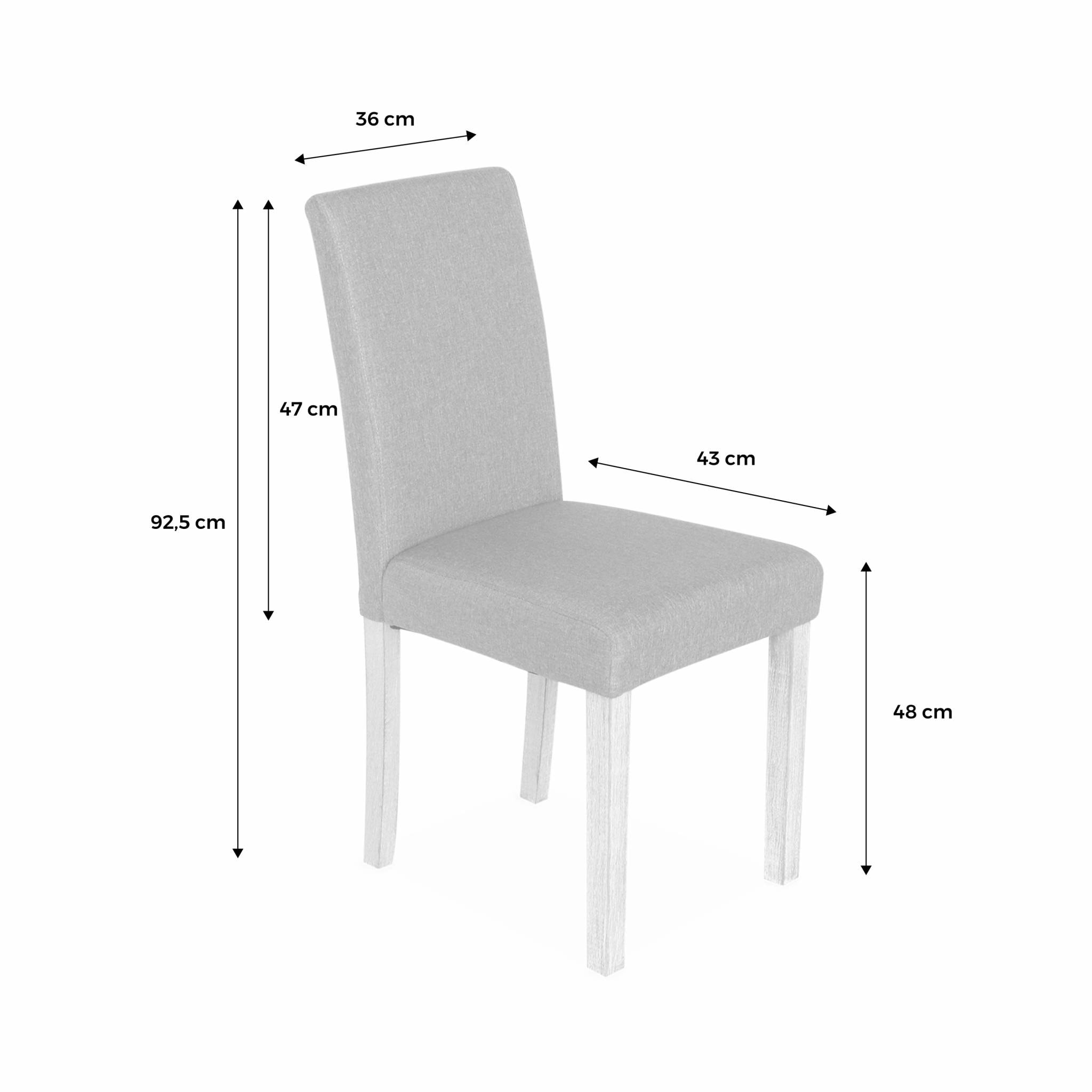 Lot de 4 chaises - Rita - chaises en tissu. pieds en bois cérusé. écru
