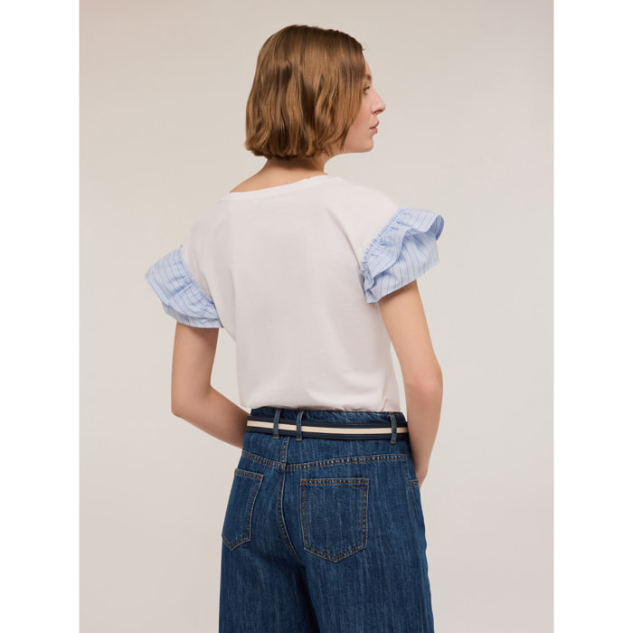 Motivi - Camiseta con mangas de volantes - Blanco