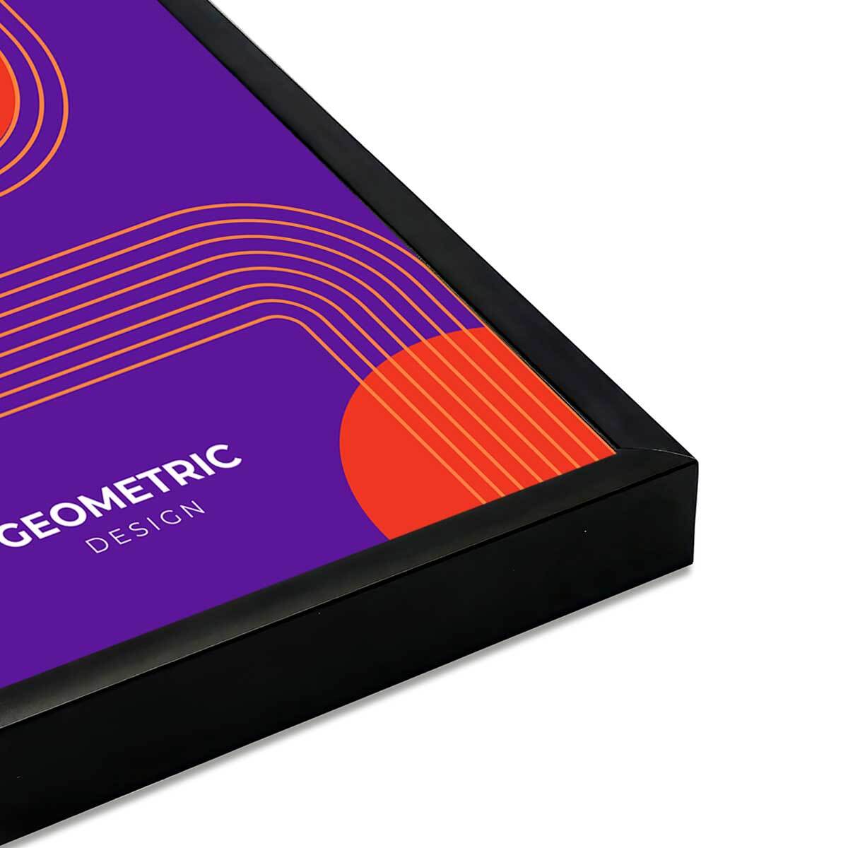 Affiche encadrée géométrique design violet orange Affiche + cadre en métal - Noir