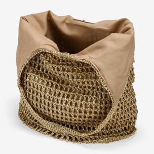 Bolso de hombro oro en rafia