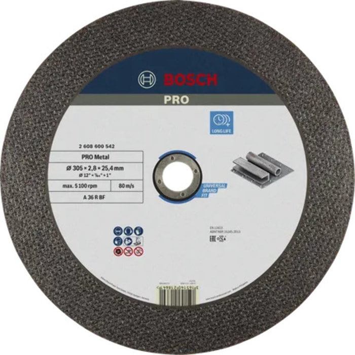 Disque EXPERT à tronçonner BOSCH à moyeu plat Spécial métaux 300X2.8X25.4 MM - 2608600542