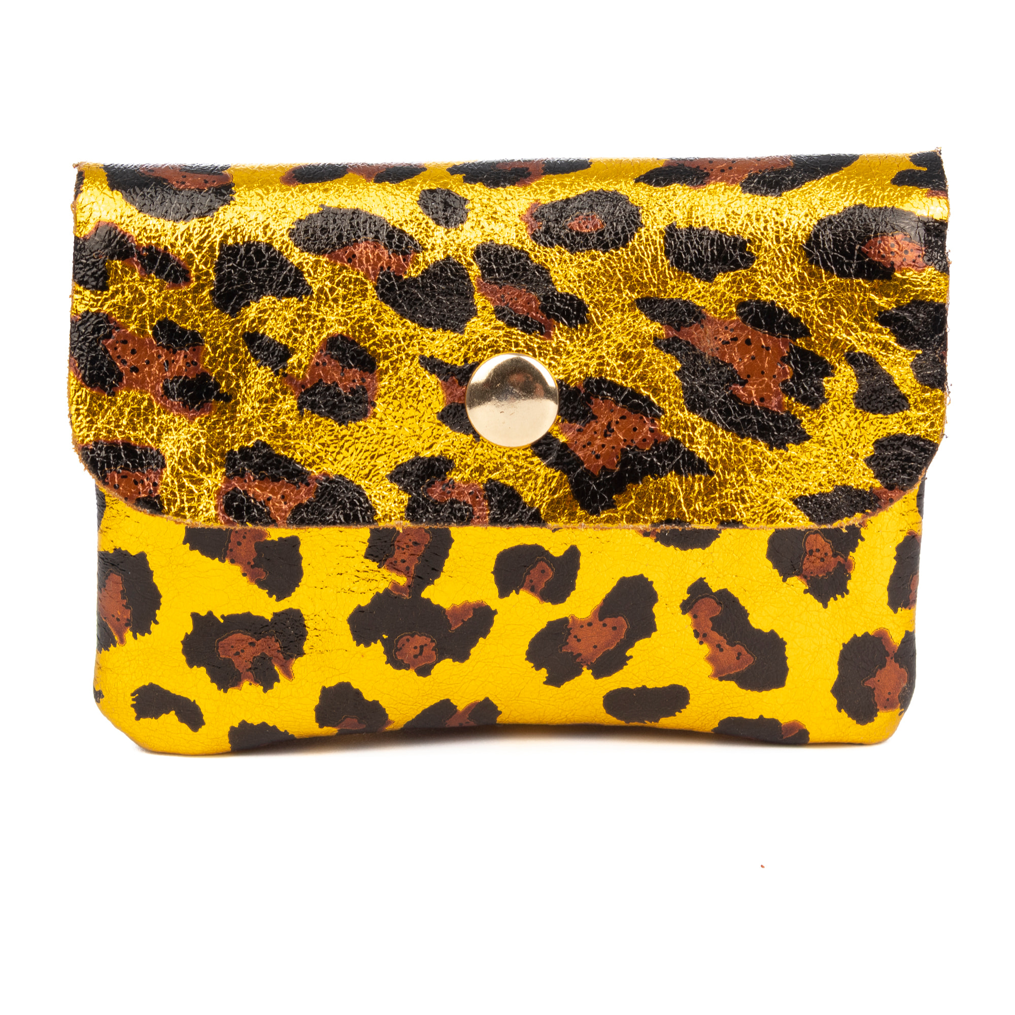 Alpignano monedero mujer. Piel auténtica Gamuza, diseño animal print leopardo, lacada brillante.