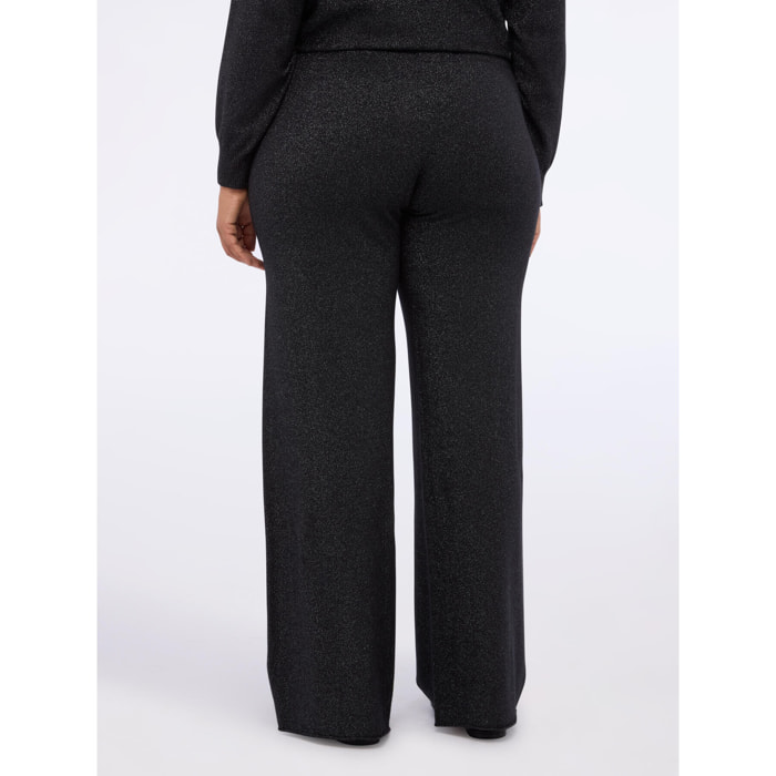Fiorella Rubino - Pantaloni Wide Leg in maglia - Nero