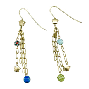 Pendiente cadenas Talisman de Luz latón dorado