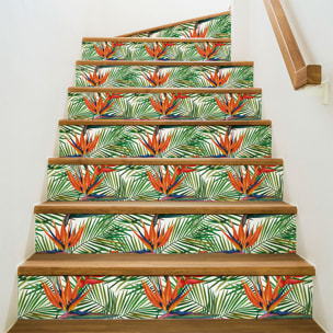 Stickers adhésifs escalier carrelages | Sticker Autocollant contremarche Carreaux de ciment carrelages adhésif - TROPICAL ANGOL