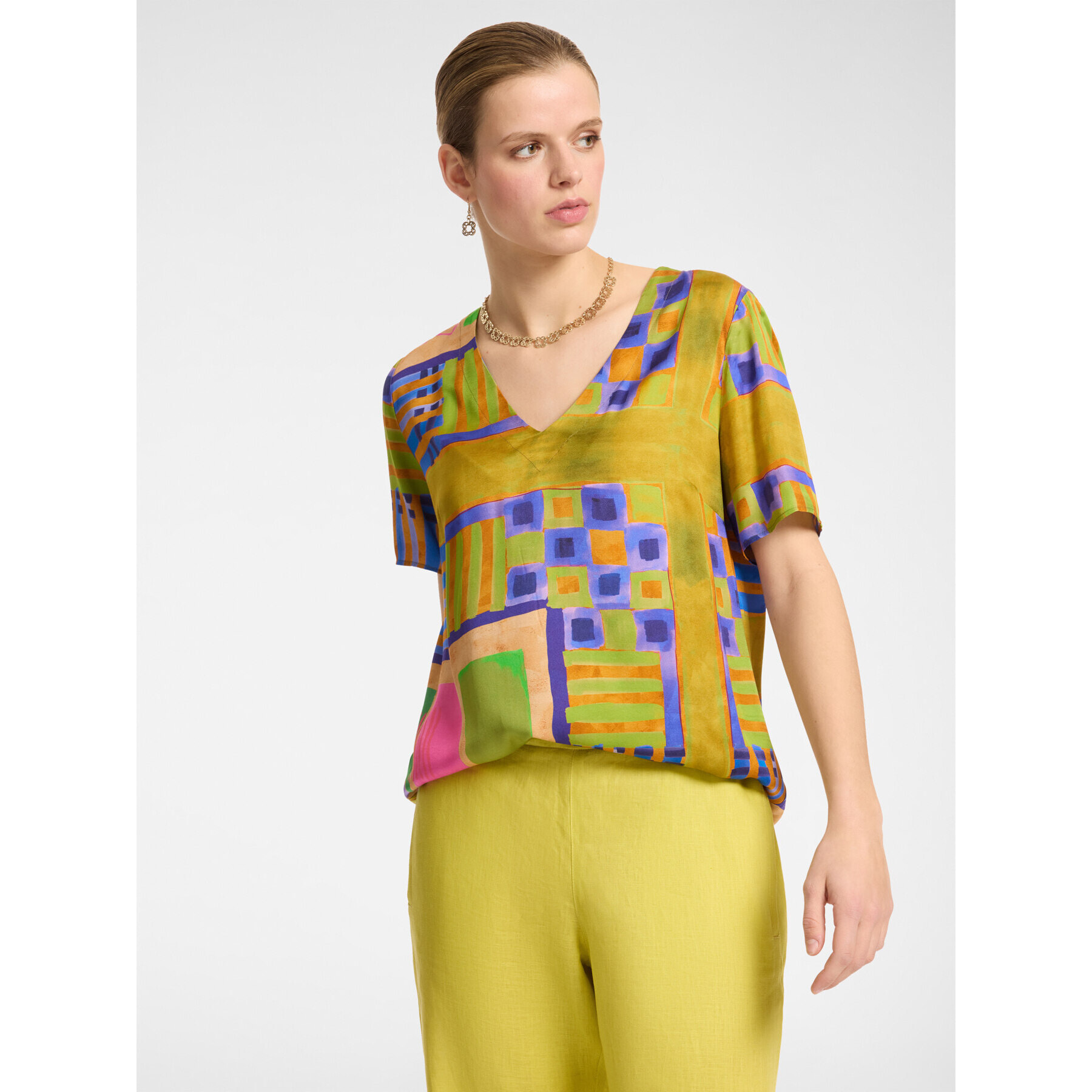 Elena Mirò - Blusa estampada de manga corta - Amarillo