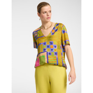 Elena Mirò - Blusa estampada de manga corta - Amarillo