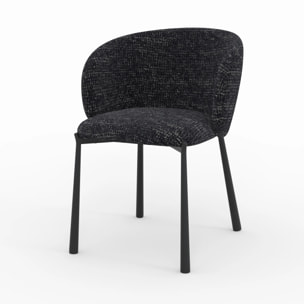 Chaise en tissu texturé noir - Danaë
