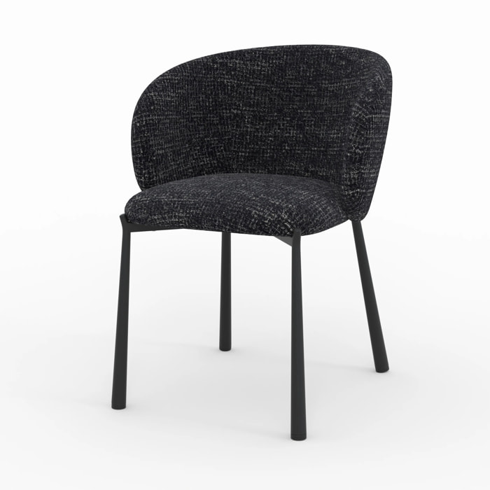 Chaise en tissu texturé noir - Danaë