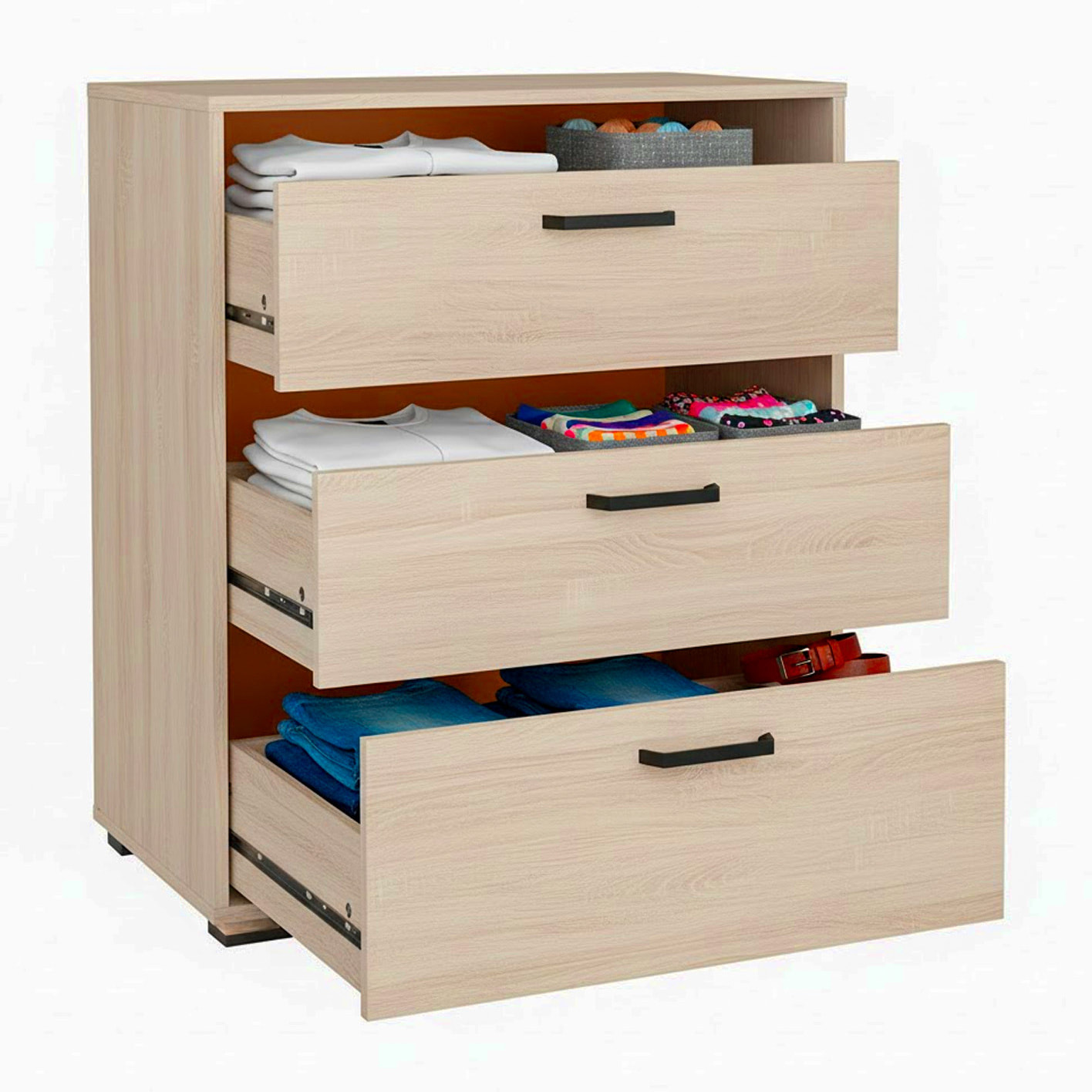 Cassettiera a 3 Cassetti Comò Comodino Mobile Contenitore Salvaspazio Design Moderno Camera da Letto Ingresso Soggiorno 70.2x39.8x82.7 Cm Rovere