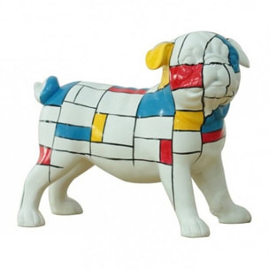 Statuette chien carreaux abstrait L22cm - POLI