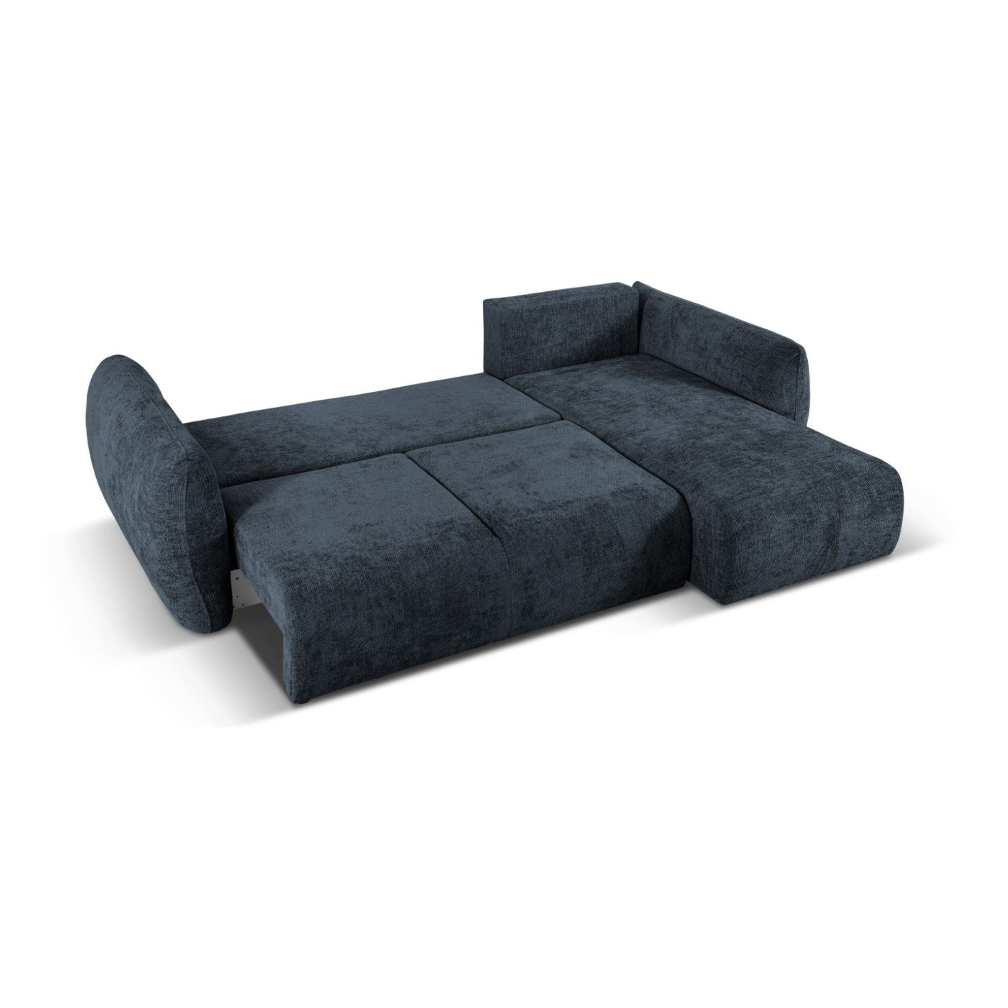 Canapé d'angle droit convertible avec coffre de rangement "Matera" 4 places en chenille bleu roi