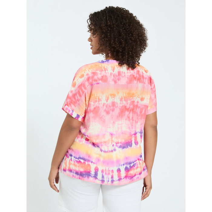 Fiorella Rubino - Blusa tie-dye de viscosa - Fuchsia