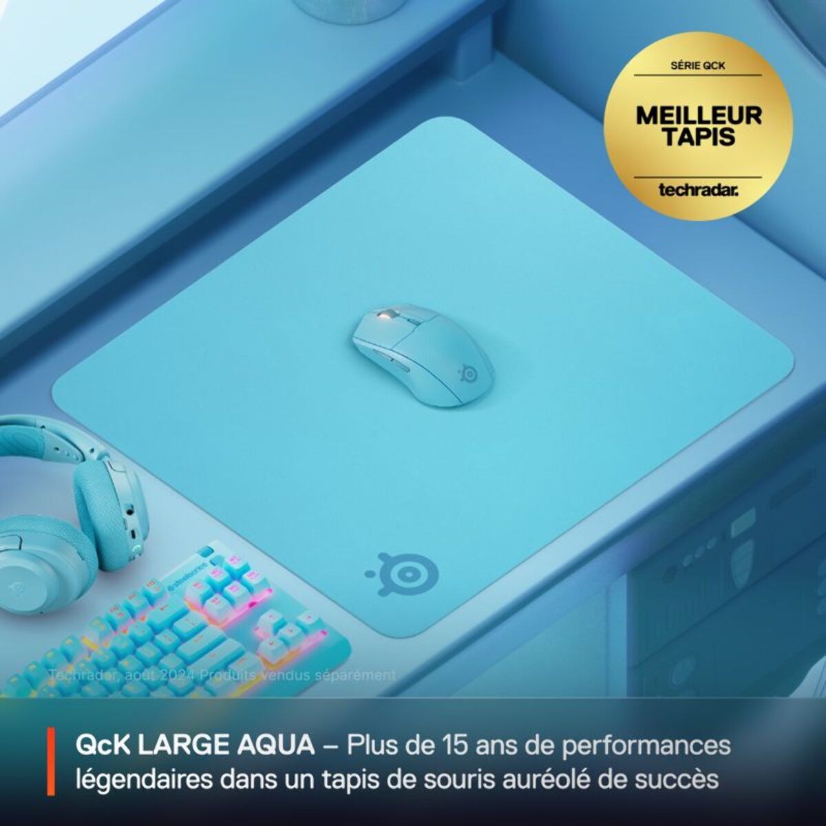 Tapis de souris STEELSERIES QcK L Aqua