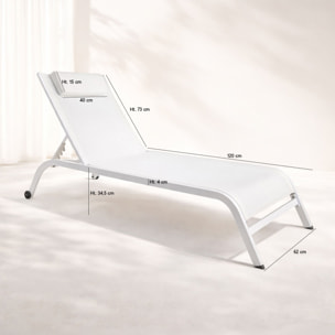 Lot de 2 chaises longues en acier inoxydable blanc NAPOLI
