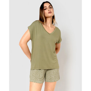 Pijama corto viscosa veleta verde cacería