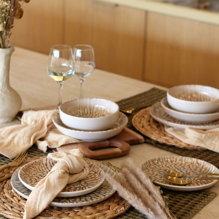 Lot de 6 coupelles 600ml en grès marron et beige AMBRE