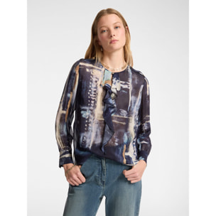 Elena Mirò - Blusa in georgette stampata - Blu