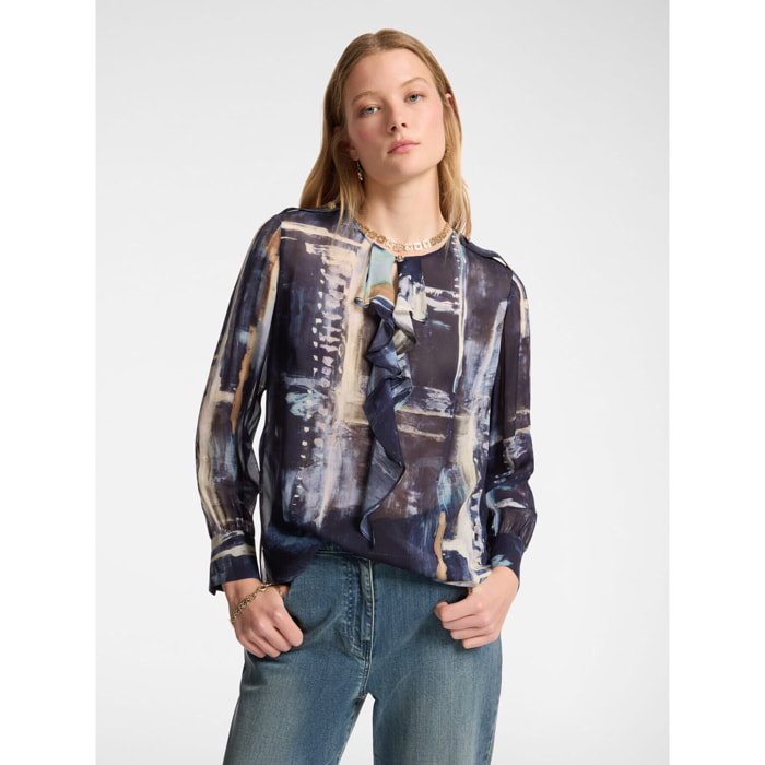 Elena Mirò - Blusa in georgette stampata - Blu