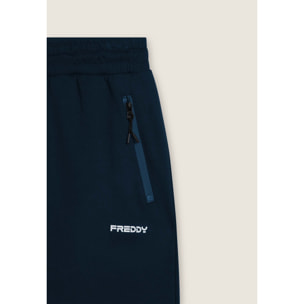 Pantaloni a carota in interlock con zip laterali