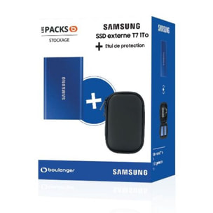 Disque dur SSD externe SAMSUNG Pack T7 1To bleu + Etui