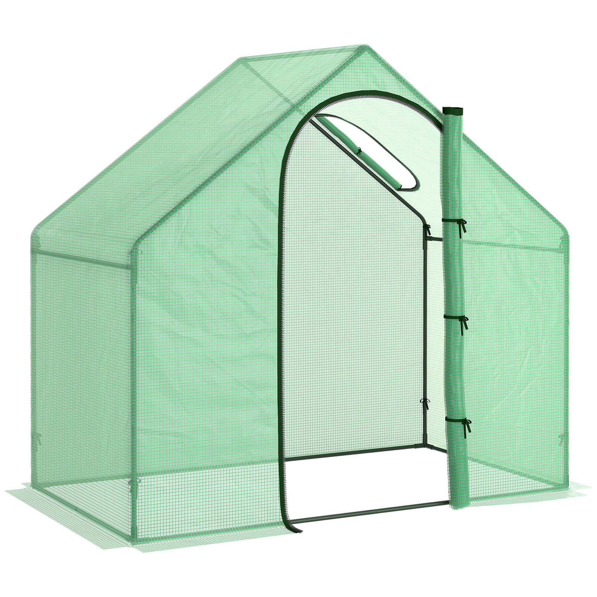 Serre de jardin balcon terrasse serre pour tomates 1,8L x 1l x 1,68H m acier PE imperméable transparent vert