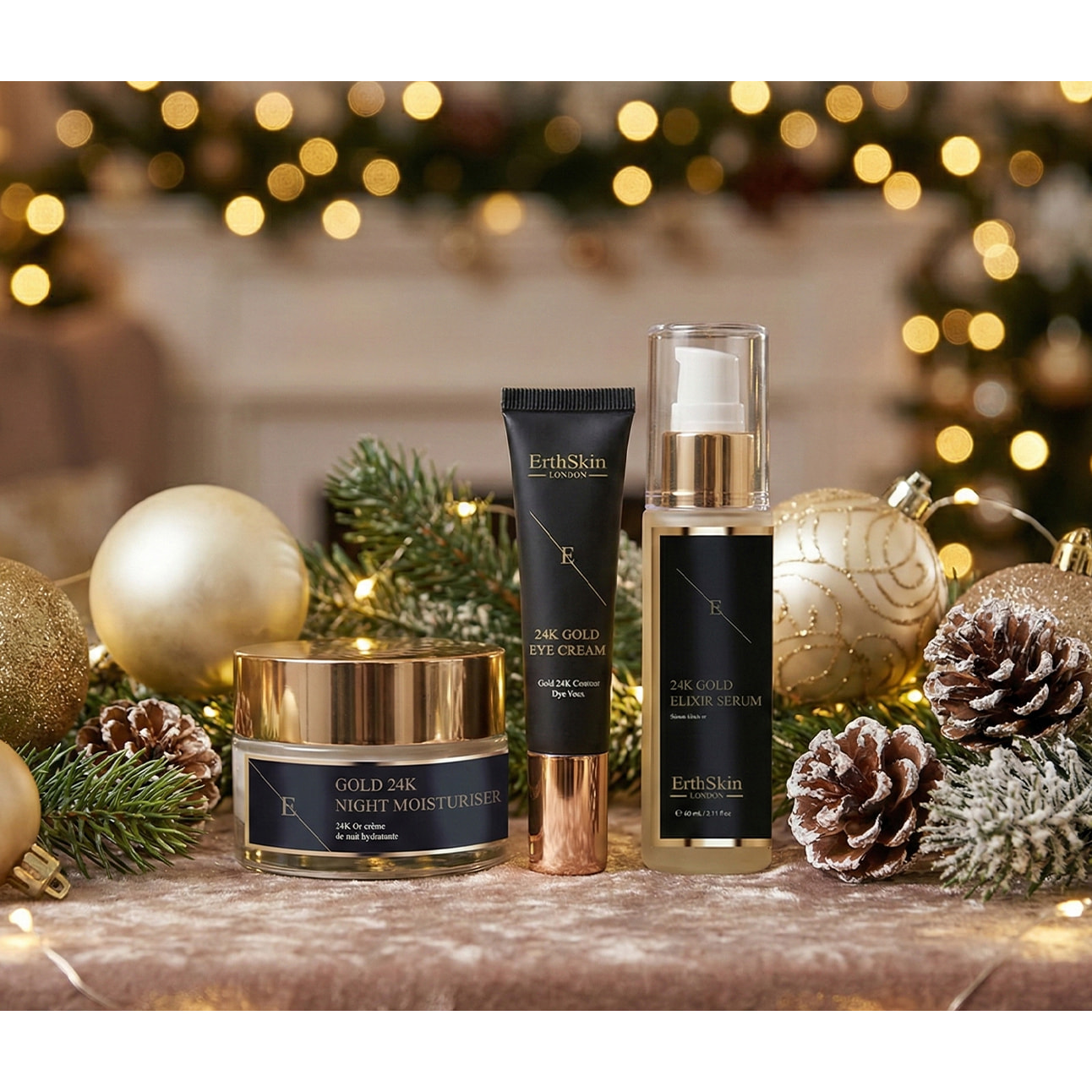 Trío facial completo de oro de 24 quilates