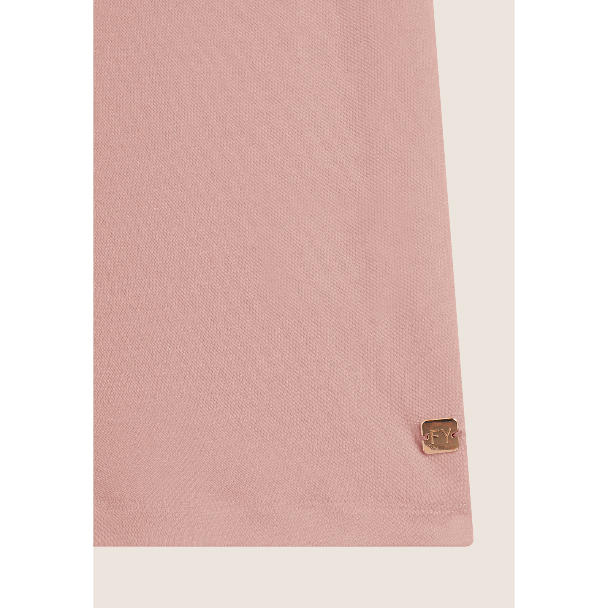 T-shirt donna in jersey di viscosa con stampa oro rosa