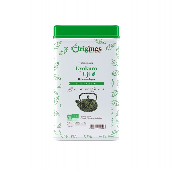 Gyokuro Uji - Thé Vert Bio  du Japon - Boîte Métal 100g