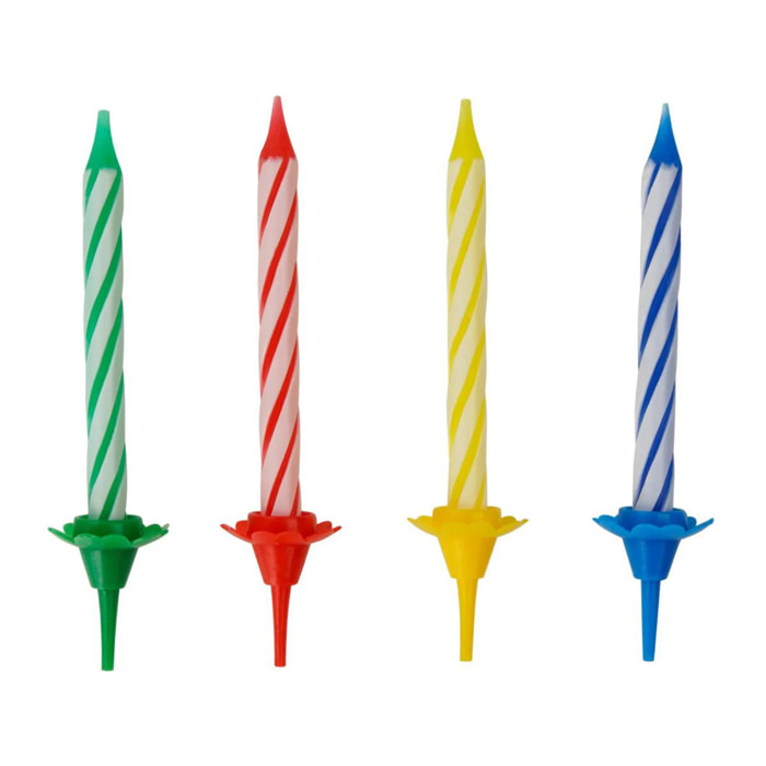 Lot de 24 bougies d'anniversaire et 12 bobèches Fackelmann Rio Party