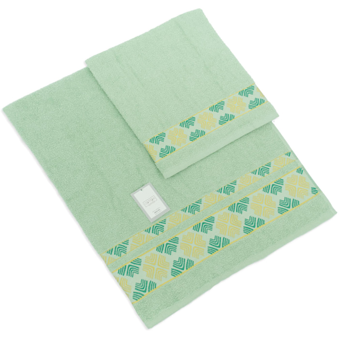 SET ASCIUGAMANI COTTON MANIA - CHARMS - VERDE CHIARO SALVIA