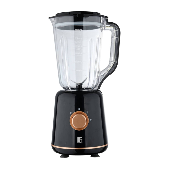 Bergner COPPER - Batidora De Vaso Gran Capacidad 1,8L – 2 Velocidades Con Función Pulso- Potencia de 800 W - Cuchillas Resistentes Acero Inox