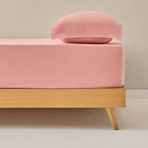Sábana bajera ajustable punto de algodón Puntib color rosa empolvado Punto de algodón