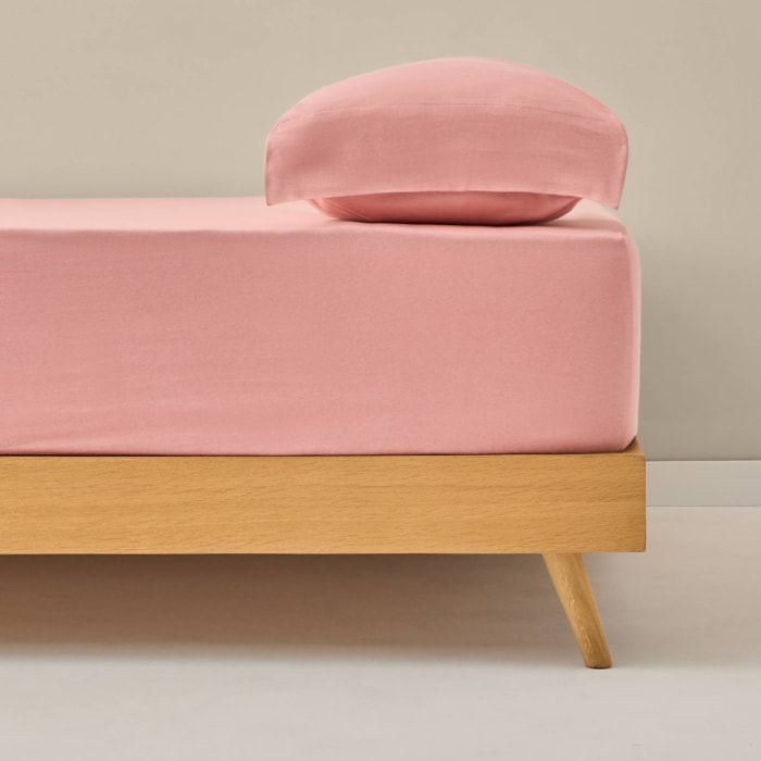 Sábana bajera ajustable punto de algodón Puntib color rosa empolvado Punto de algodón