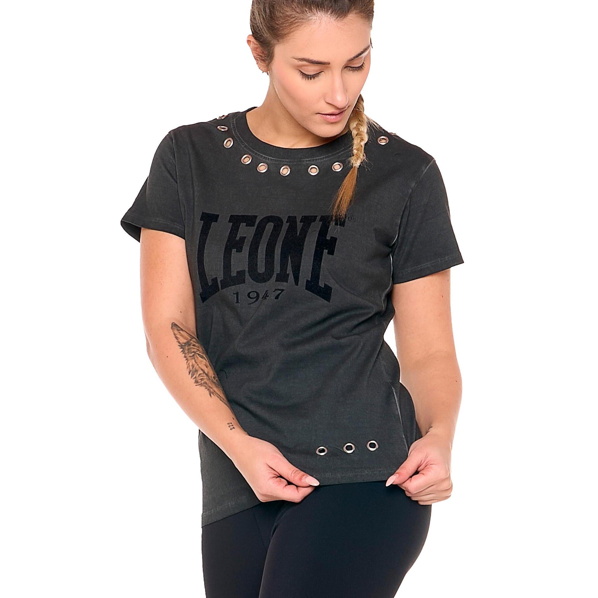 T-shirt a manica corta da donna old wash "Black Ring"