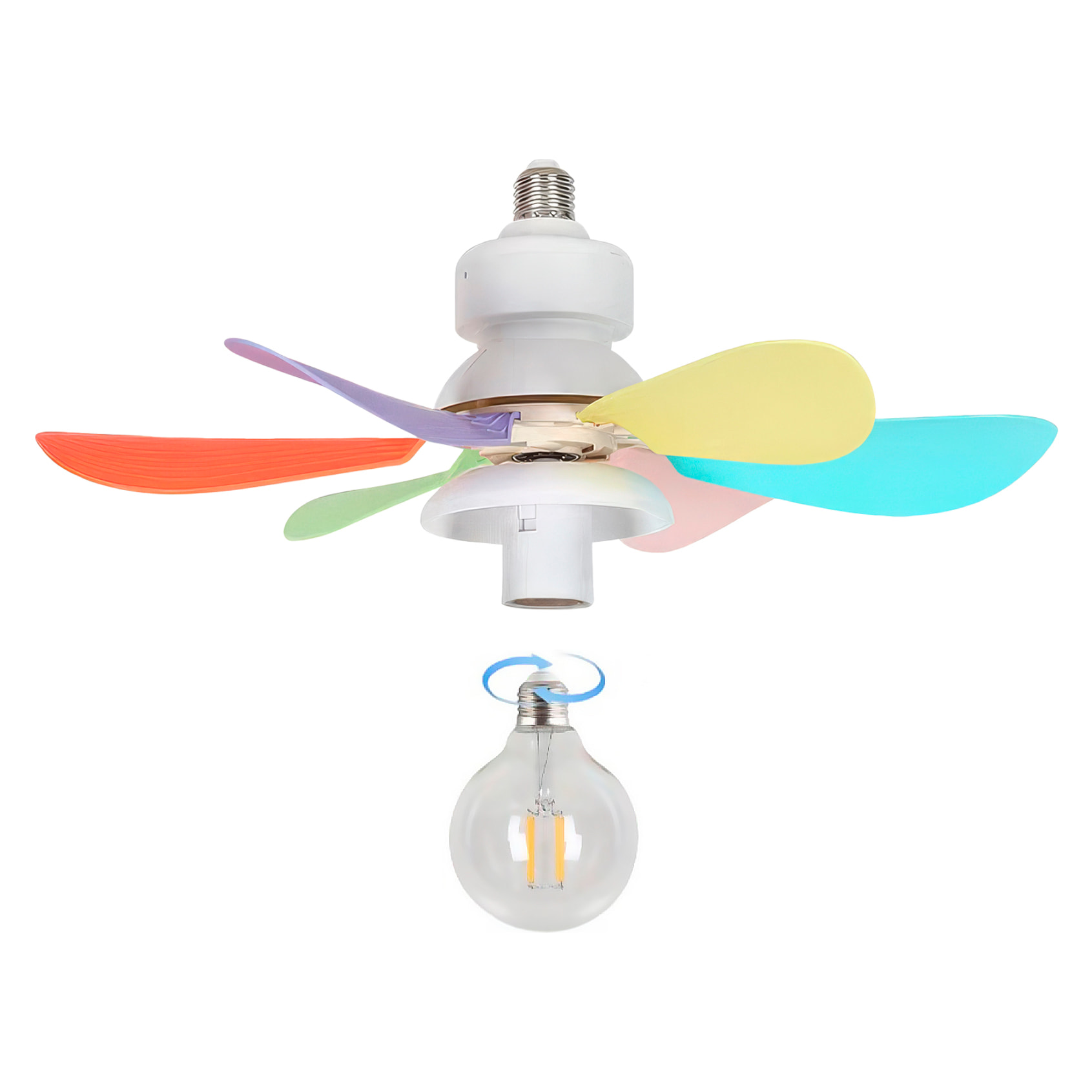 Ventilador de techo FS-HX-DIY-520 de 52 cm. Adaptador E27. Admite bombillas E27, 3 velocidades y mando a distancia.