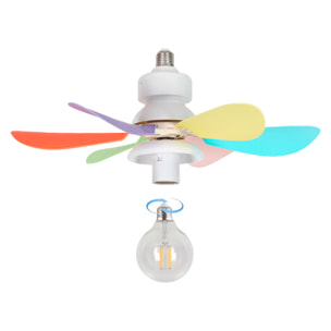 Ventilador de techo FS-HX-DIY-520 de 52 cm. Adaptador E27. Admite bombillas E27, 3 velocidades y mando a distancia.