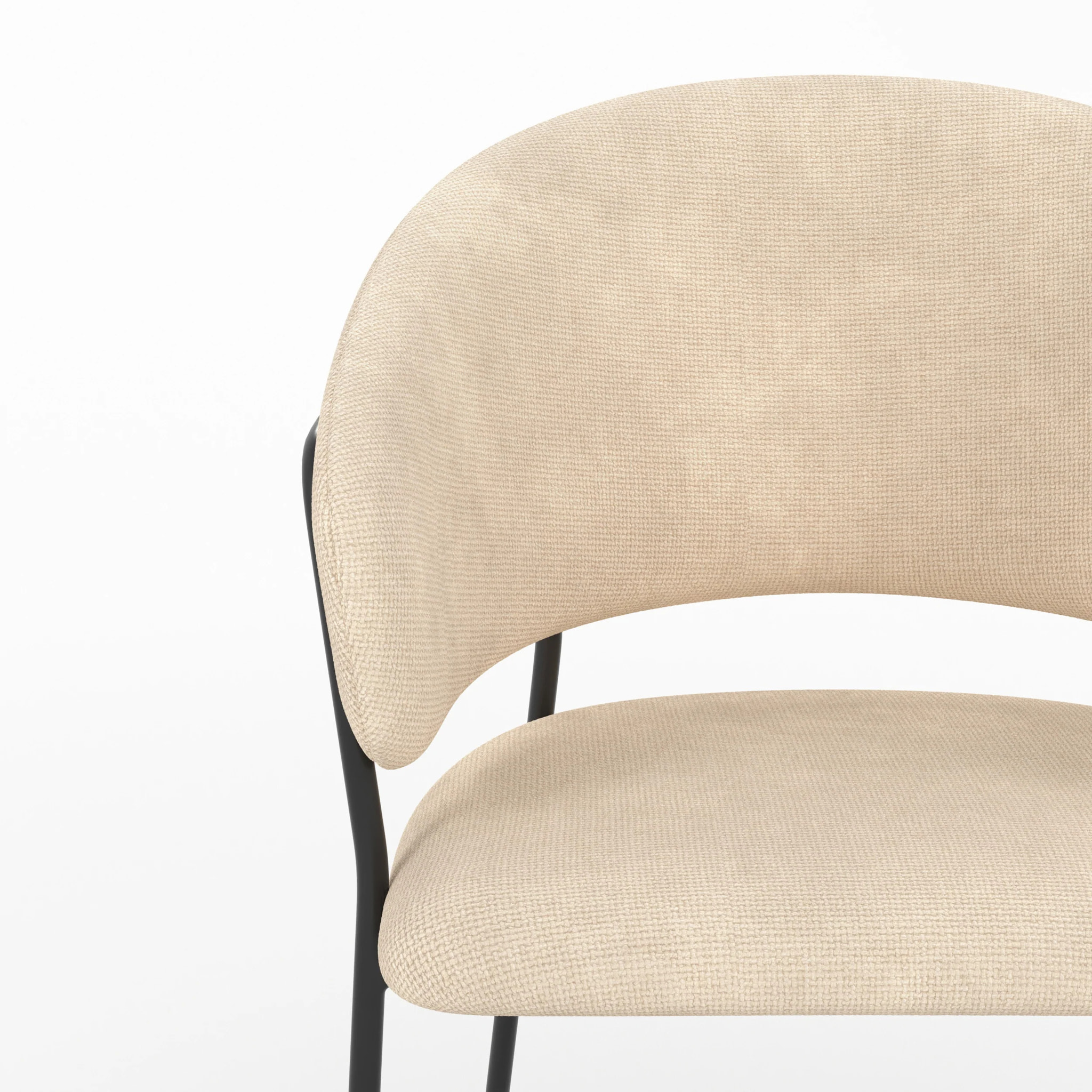 Lot de 2 chaises en tissu beige et pieds en métal noir  - Amaya