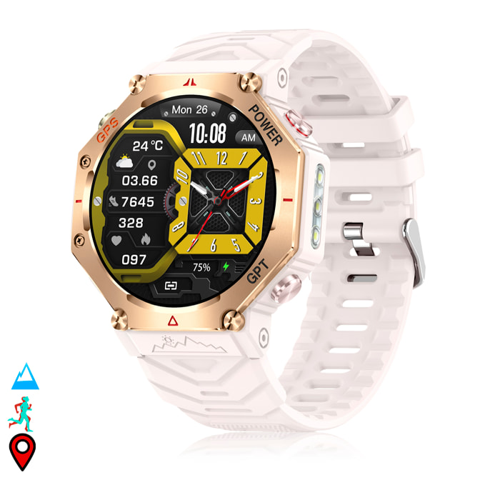 Smartwatch KC91 con llamadas BT, GPS, herramientas de exploración, ChatGPT y + de 100 modos deportivos.